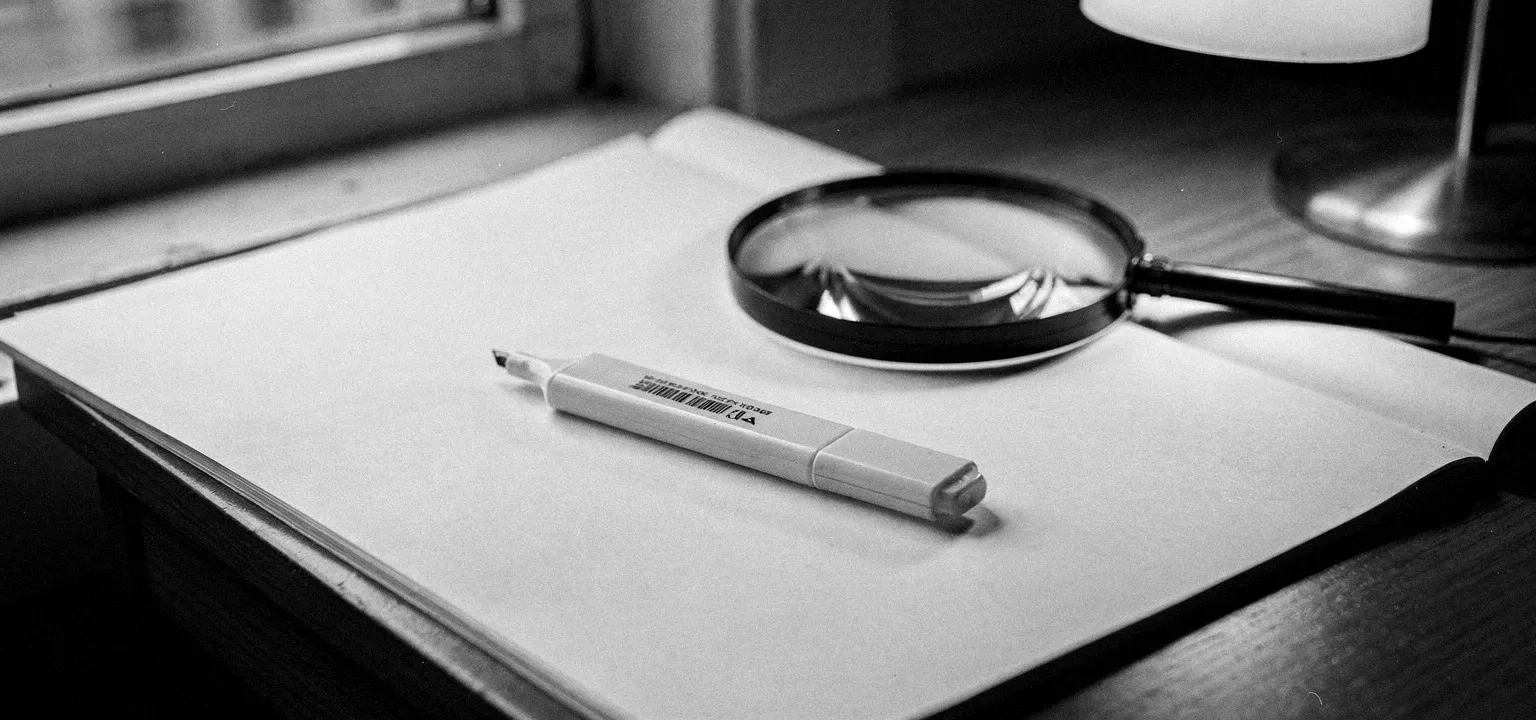 A blank lease document under a magnifying glass with a yellow highlighter, the act of pulling out a lease's key terms.